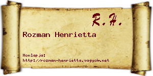 Rozman Henrietta névjegykártya